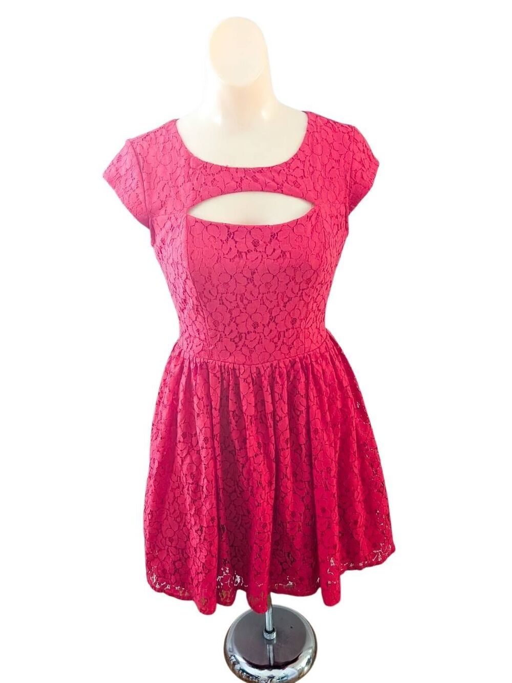 Red Lace Pinup Style Skater Dress City Studio